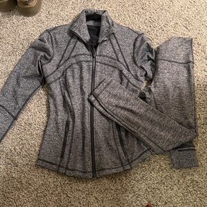 Lululemon Athletica Charcoal Zip-Up Jacket and leggings set